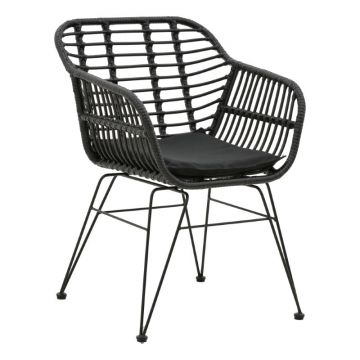 Scaun exterior Naoki, Negru, 55x58x79 cm