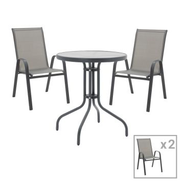 Set 3 buc masă și scaune de grădină Calan-Watson Gri 60x60x70 cm Set 3 buc masă și scaune de grădină Calan-Watson Gri 60x60x70 cm