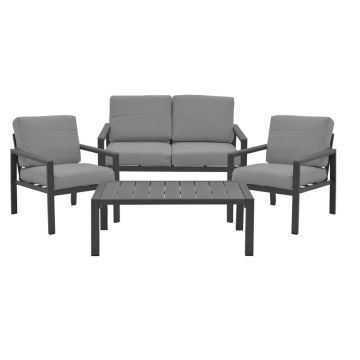 Set 4 buc masă și scaune de grădină Mabudu Gri 118x64x100 cm