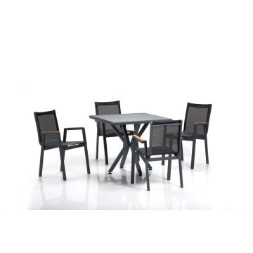 Set masa si scaune de gradina (5 piese) Samara 1 Gri 94x78x94 cm Set masa si scaune de gradina (5 piese) Samara 1 Gri 94x78x94 cm