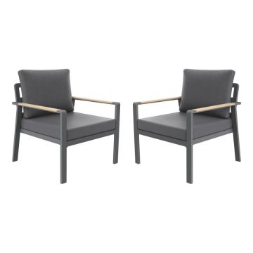 Fotoliu de grădină gri închis din metal Sibiu Duo – Rojaplast