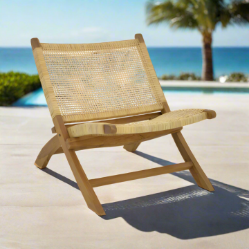 Fotoliu Jerenze, lemn de tec ratan, Natural, 65x78x68cm