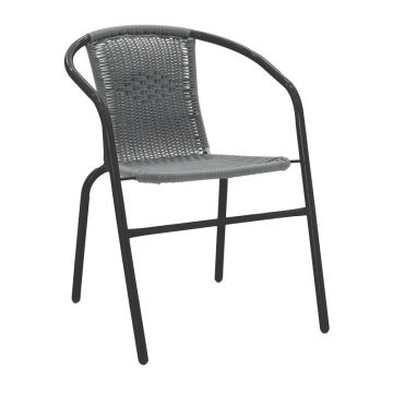 Fotoliu Obbi din metal negru-Gri, deschis, 54x56x73 cm
