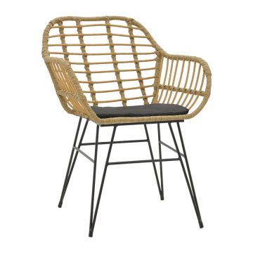 Ðïëõèñüíá Naoki pakoworld rattan óå öõóéêÞ áðü÷ñùóç ìå ìáýñï ìáîéëÜñé êáé ìåôáëëéêü ìáýñï ðüäé 58x64x81åê