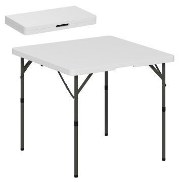 Outsunny Masă de Camping Pliabilă cu 2 Înălțimi Reglabile, 86x86x74 cm, Alb | Aosom Romania