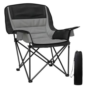 Outsunny Scaun de Camping Pliabil cu 2 Suporturi pentru Pahare și Buzunare Laterale, 99x71x103 cm, Gri | Aosom Romania