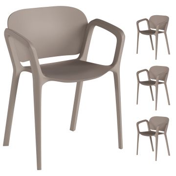 Outsunny Set 4 Scaune de Grădină Stivuibile cu Brațe, Rezistente la Raze UV și Impermeabile, 60x56x75 cm, Gri | Aosom Romania