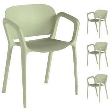 Outsunny Set de 4 Scaune Suprapozabile pentru Grădină, 60x56x75 cm, Verde | Aosom Romania