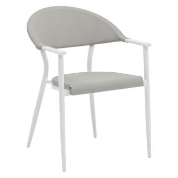 Scaun de gradina Pino aluminiu alb, textilena, gri, 56x62x77 cm