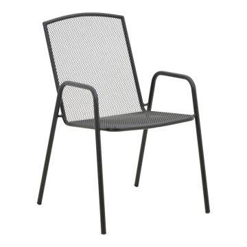 Scaun de gradina Pomedon stivuibil metal, negru, 56x64x87 cm