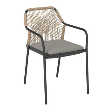 Scaun De Stivuit in metal, plastic, textil culoare natur, gri deschis, gri închis