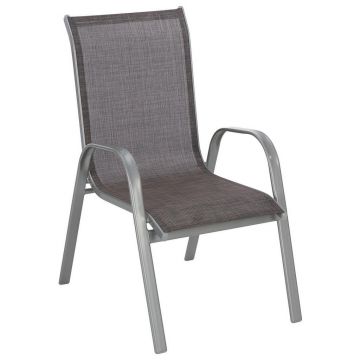 Scaun De Stivuit in metal, textil argintiu, maro deschis