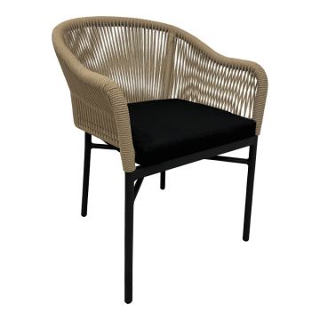 Scaun din aluminiu Legana pakoworld, empilabil, cadru antracit-ratan Natural 56x66x82cm 66x56
