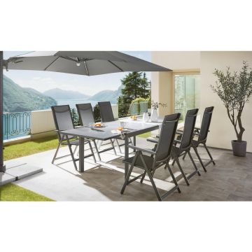 SCAUN PLIANT DE EXTERIOR in metal, plastic, textil antracit, gri, argintiu
