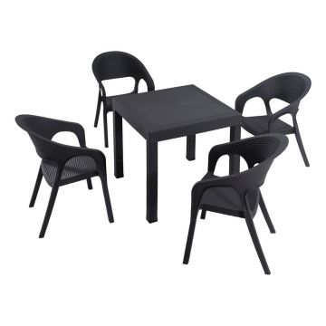 Set de dining pentru grădină gri antracit pentru 4 persoane Garden – Floriane Garden