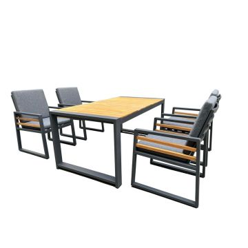 Set de dining pentru grădină gri/în culoare naturală din aluminiu pentru 4 persoane Colmar – Rojaplast