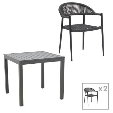 Set masa si scaune 3 buc de gradina Freiburg-Kliton Pako World Antracit 80x80x74 cm