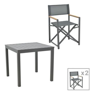 Set masa si scaune 3 buc de gradina Mabu-Kliton Pako World Antracit 80x80x74 cm