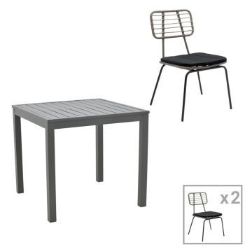 Set masa si scaune 3 buc de gradina Naoki-Kliton B Pako World Antracit 80x80x74 cm