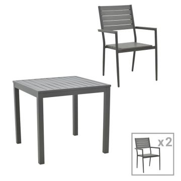 Set masa si scaune 3 buc de gradina Uplift-Kliton Pako World Antracit 80x80x74 cm