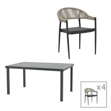 Set masa si scaune 5 buc de gradina Elation-Kliton Pako World Antracit 150x80x74 cm