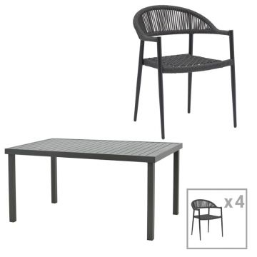 Set masa si scaune 5 buc de gradina Freiburg-Kliton Pako World Antracit 150x80x74 cm