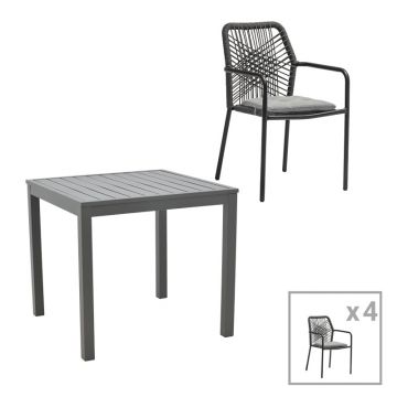 Set masa si scaune 5 buc de gradina Kliton-Kherson Pako World Antracit 80x80x74 cm