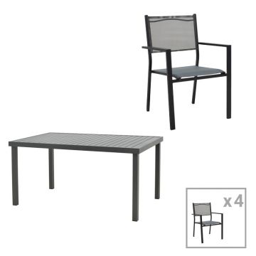 Set masa si scaune 5 buc de gradina Moly-Kliton A Pako World Antracit 150x80x74 cm