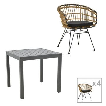 Set masa si scaune 5 buc de gradina Naoki C Pako World Antracit 80x80x74 cm