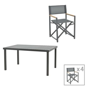 Set masa si scaune 5 buc de gradina Naoki-Kliton A Pako World Antracit 150x80x74 cm