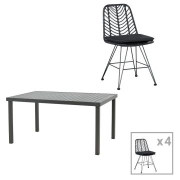 Set masa si scaune 5 buc de gradina Naoki-Kliton C Pako World Antracit 150x80x74 cm