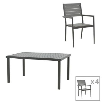 Set masa si scaune 5 buc de gradina Vitality-Kliton Pako World Antracit 150x80x74 cm