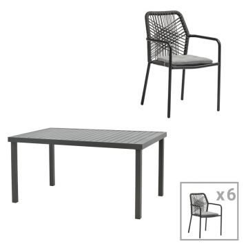 Set masa si scaune 7 buc de gradina Kherson-Kliton Pako World Antracit 150x80x74 cm