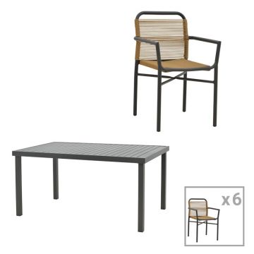 Set masa si scaune 7 buc de gradina Kliton-B Pako World Antracit 150x80x74 cm
