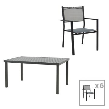 Set masa si scaune 7 buc de gradina Moly-Kliton A Pako World Antracit 150x80x74 cm