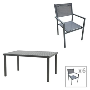 Set masa si scaune 7 buc de gradina Moly-Kliton B Pako World Antracit 150x80x74 cm