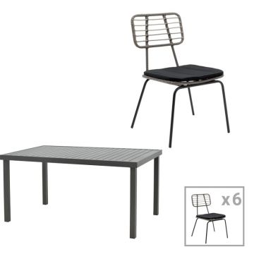 Set masa si scaune 7 buc de gradina Naoki-Kliton B Pako World Antracit 150x80x74 cm