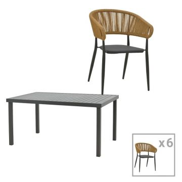 Set masa si scaune 7 buc de gradina Raven-Kliton Pako World Antracit 150x80x74 cm