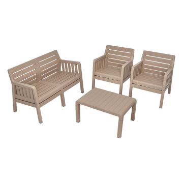 Set mobilier de grădină bej pentru 4 persoane Lara – Floriane Garden