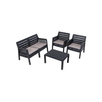 Set mobilier de grădină gri antracit pentru 4 persoane Lara – Floriane Garden