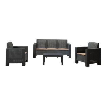 Set mobilier de grădină gri antracit pentru 5 persoane Aksu – Floriane Garden
