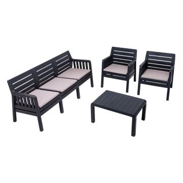 Set mobilier de grădină gri antracit pentru 5 persoane Lara – Floriane Garden