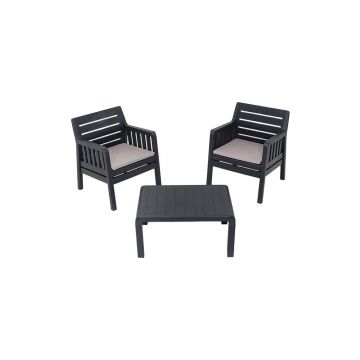 Set mobilier de grădină gri antracit pentru două persoane Lara – Floriane Garden