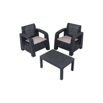 Set mobilier de grădină gri antracit pentru două persoane Olimpos – Floriane Garden