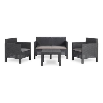 Set mobilier de grădină gri închis din plastic pentru 4 persoane Penelope – Toomax