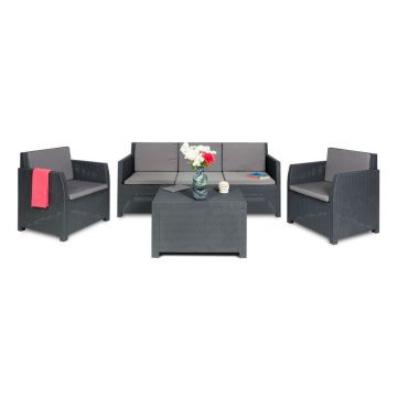 Set mobilier de grădină gri închis din plastic pentru 5 persoane Diana – Toomax