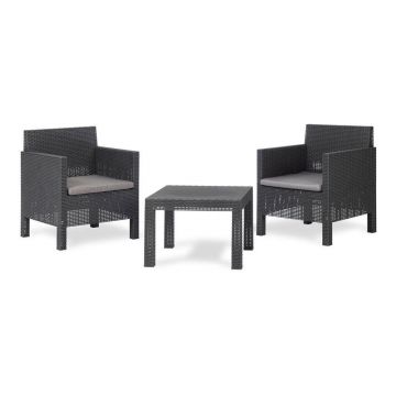 Set mobilier de grădină gri închis din plastic pentru două persoane Penelope – Toomax Set mobilier de grădină gri închis din plastic pentru două persoane Penelope – Toomax