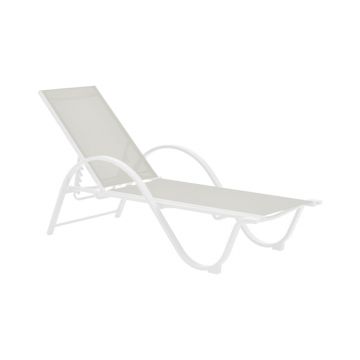 Sezlong cu brate Attain alb aluminiu si textilene, bej, 200x62x35 cm