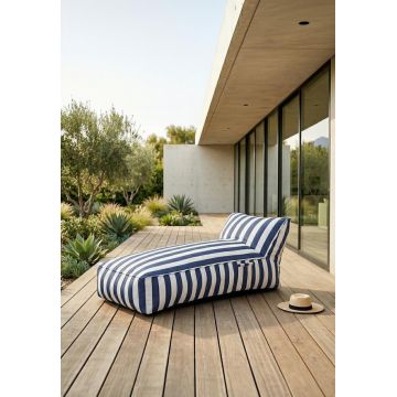 Sezlong Maris, Homla, 150x70x65 cm, poliester/spuma, alb/albastru