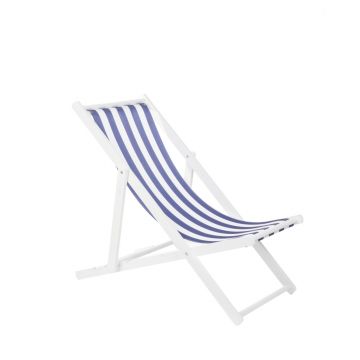 Sezlong Riges, Homla, 120x56x2.8/6 cm, lemn, alb/albastru Sezlong Riges, Homla, 120x56x2.8/6 cm, lemn, alb/albastru